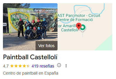 Opiniones reseñas de Paintball Castelloli