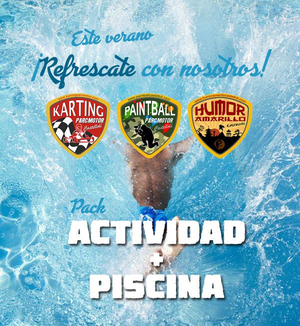 Pack Karting Paintball Humor Amarillo + Piscina